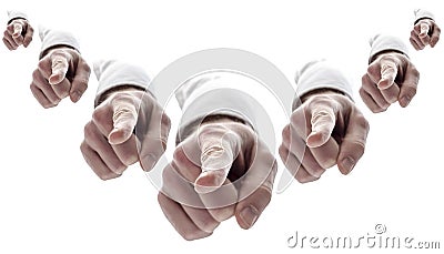 Many hands pointing finger at you Stock Photo