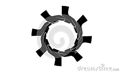 Many hands together group of people joining hands Vector Illustration