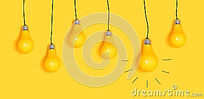 Many hanging light bulbs Stock Photo