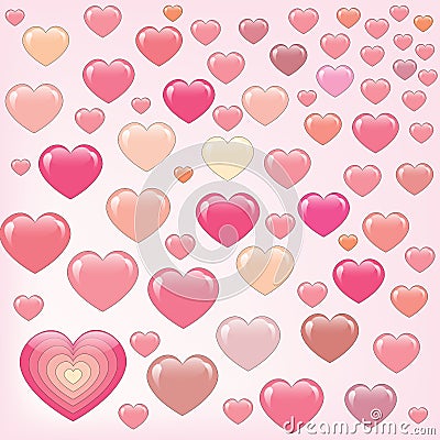 Many happy pink hearts Stock Photo