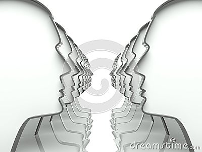 Many heads in the perspective background Stock Photo