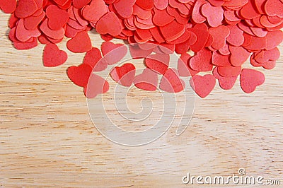 Many heart on a vintage wooden background Stock Photo