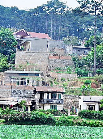 Many houses on the hill in Dalat, Vietnam Stock Photo