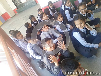 So many Indian student sitting in line Editorial Stock Photo