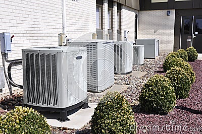 Many industrial air conditioner units Stock Photo