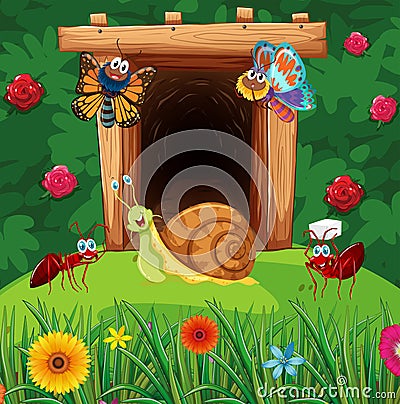 Many insects in front of tunnel