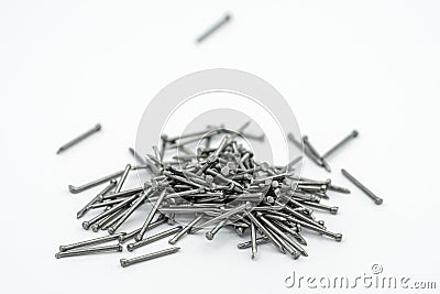 Many iron spikes isolated on white Stock Photo