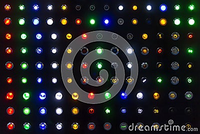 Many kind colorful sample of status lamp or switch for show emblem or signal industrial machine and vehicle Stock Photo