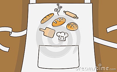Many kinds of blueberry bread on apron many kinds of bread kawaii doodle flat cartoon vector Vector Illustration