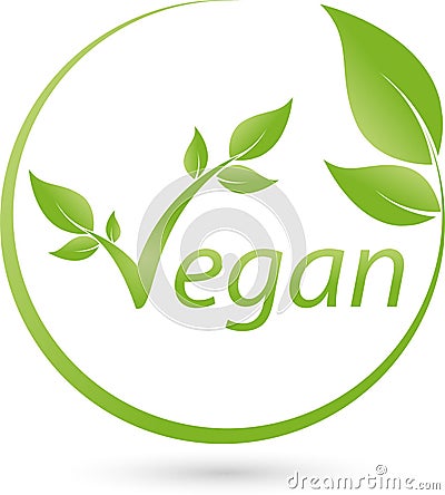 Many leaves in green, nature and vegan logo Stock Photo