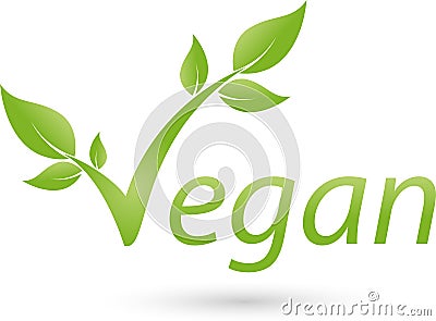 Many leaves in green, nature and vegan logo Stock Photo