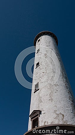 Many midges fly over lighthouse Erik, North of the island Oland in Sweden Stock Photo