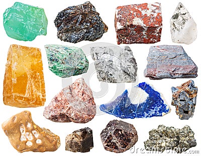 Many mineral rocks and stones isolated Stock Photo