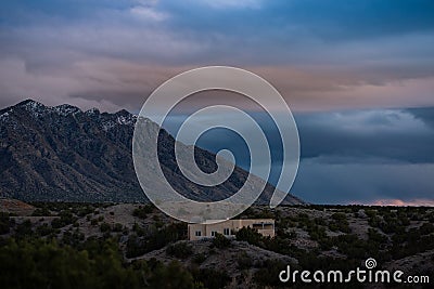 Many Moods of Sandia Mountains in New Mexico Stock Photo