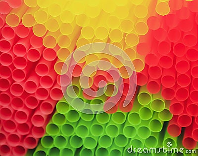Many multi color tubules for cocktail Stock Photo