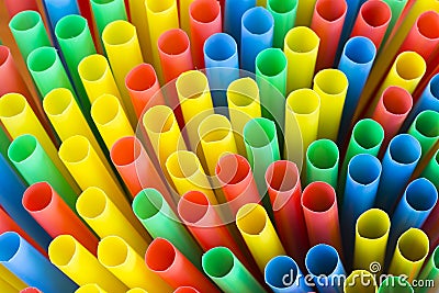Many multi-color tubules for a cocktail Stock Photo