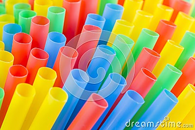 Many multi-color tubules for a cocktail Stock Photo