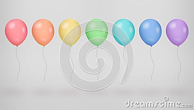 Many multi-colored fly balloon on grey background Stock Photo