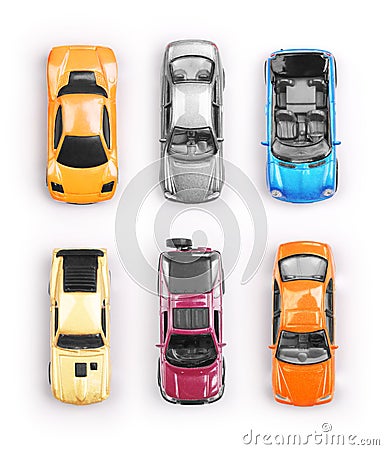 Many multi-colored toy cars Stock Photo