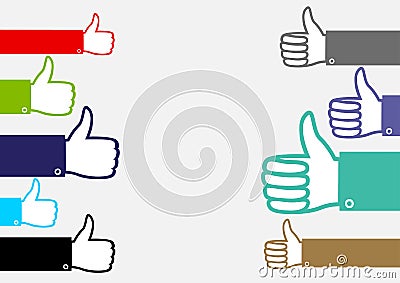 Many multicolor hands show like Vector Illustration