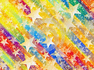 Many multicolored flying stars background Stock Photo