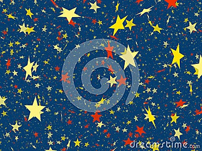 Many multicolored flying stars background. shining shapes Stock Photo