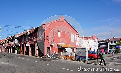 Many old houses located in Meleka, Malaysia Editorial Stock Photo