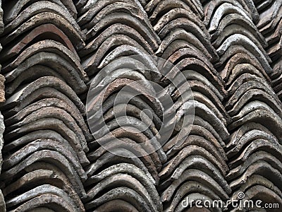 Old roof italian tiles detail Stock Photo