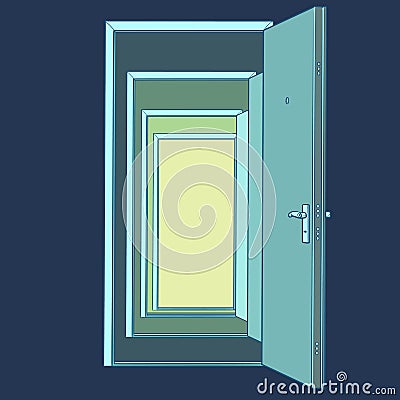Many open doors. Template Vector Illustration