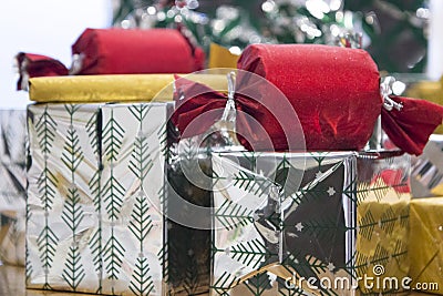 Many packaged gift boxes Stock Photo