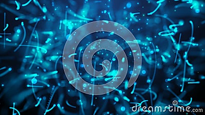 Many particles like worms or midge are in dark space, 3d render computer generated background Stock Photo