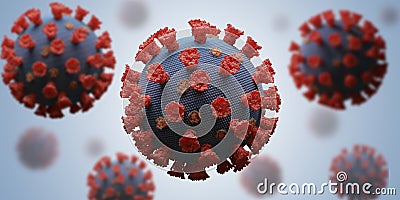 Many pathogenic viruses causing infection. 3D rendered illustration. Cartoon Illustration