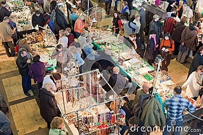 Many people in the exhibition and sale Editorial Stock Photo