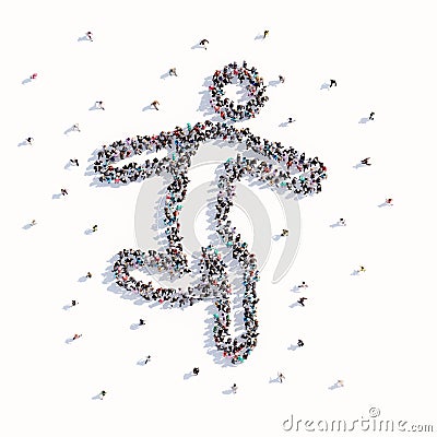 Many people form a dancing man Cartoon Illustration