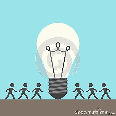 Many people and lightbulb Vector Illustration