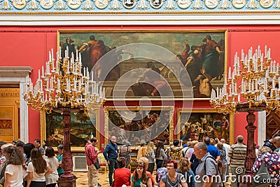 Many people visit the State Hermitage Museum Editorial Stock Photo