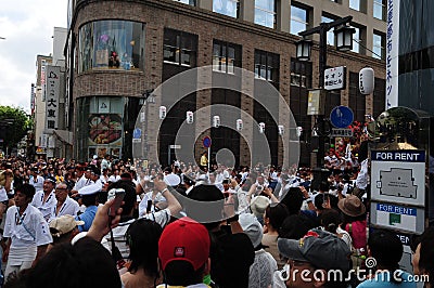 Many photographers in Hakata Gion Yamakasa festival Editorial Stock Photo