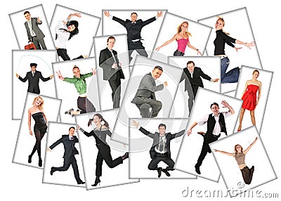 Many photos of people, collage Stock Photo