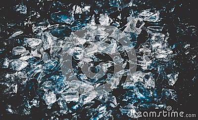Many pieces of broken glass with cracks and splits Stock Photo