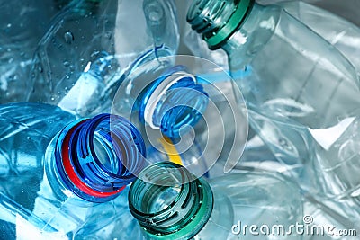 Many plastic bottles as background, closeup Stock Photo