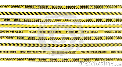 Police line do not cross yellow tape. Isolated on white background. 3D rendered illustration. Cartoon Illustration