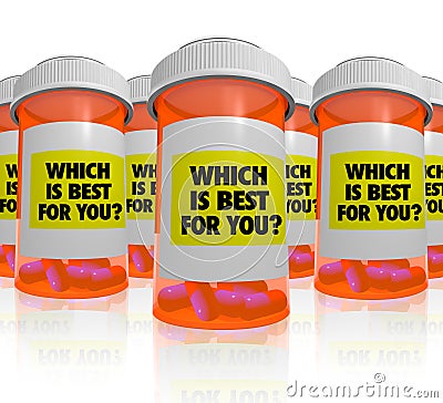 Many Prescription Bottles - Which Medicine is Best Stock Photo