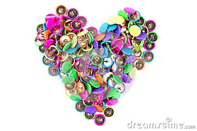 Many push pins in form of heart Stock Photo