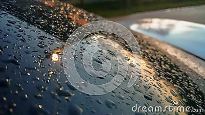Many of raindrops stuck on the windshield background,Abstract of raindrops on the mirror made with color filters. Stock Photo