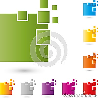 Many rectangles, pixels, data and IT services logo Stock Photo