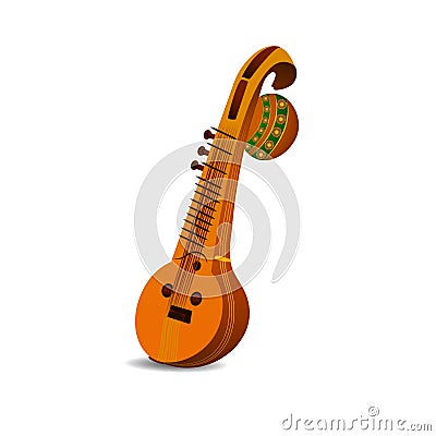 Ancient musical instruments Veena_Vector illustration. Stock Photo