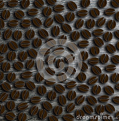 Many roasted coffee beans on a wooden background illustration Cartoon Illustration