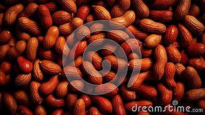 Many roasted peanuts background. Food Backdrop. Generative AI Stock Photo