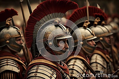 Many Roman soldiers. Roman Empire. AI Generated Stock Photo