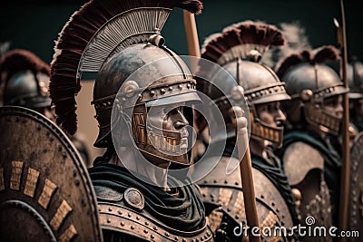 Many Roman soldiers. Roman Empire. AI Generated Stock Photo